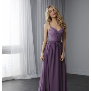 Elegant Purple Lace Evening Gown